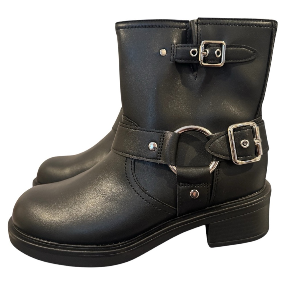 Black Ankle Boots with Buckle Detail